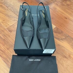 Brand new SAINT LAURENT Women's Oxalis Slingback Kitten Heel Pumps 38